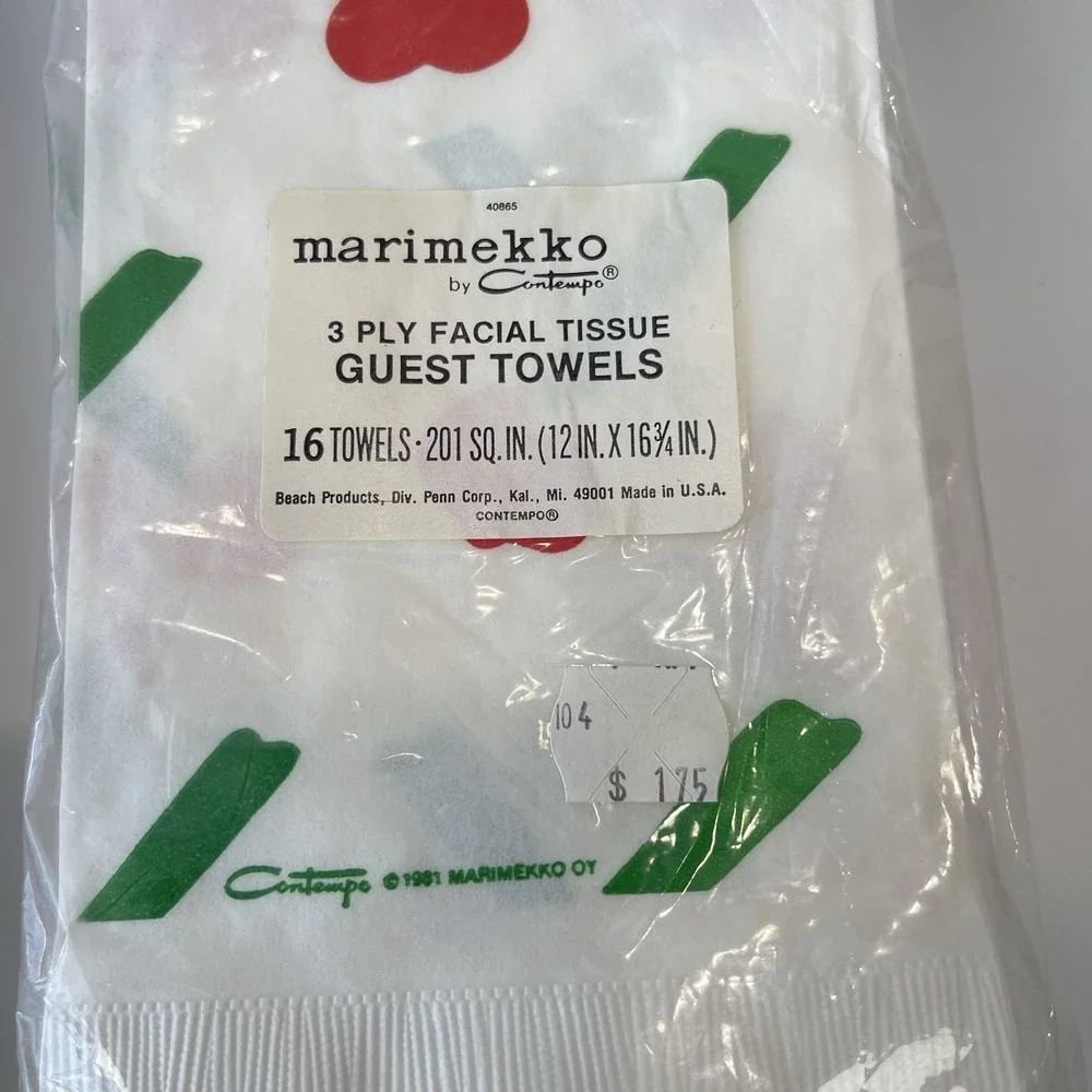 Marimekko by Contempo Vintage Paper Facial Tissue Guest Towels Napkins Year 1981